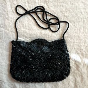 Black beaded formal purse